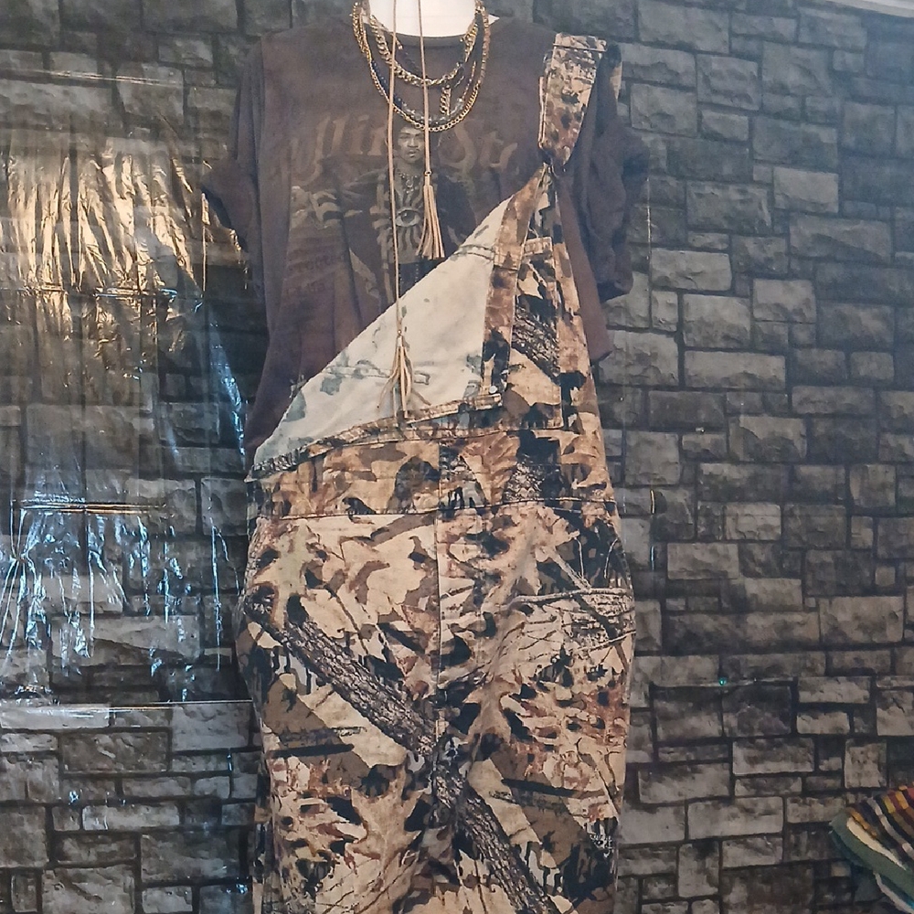 Mossy Oak One Shoulder Leafy Pattern Dress